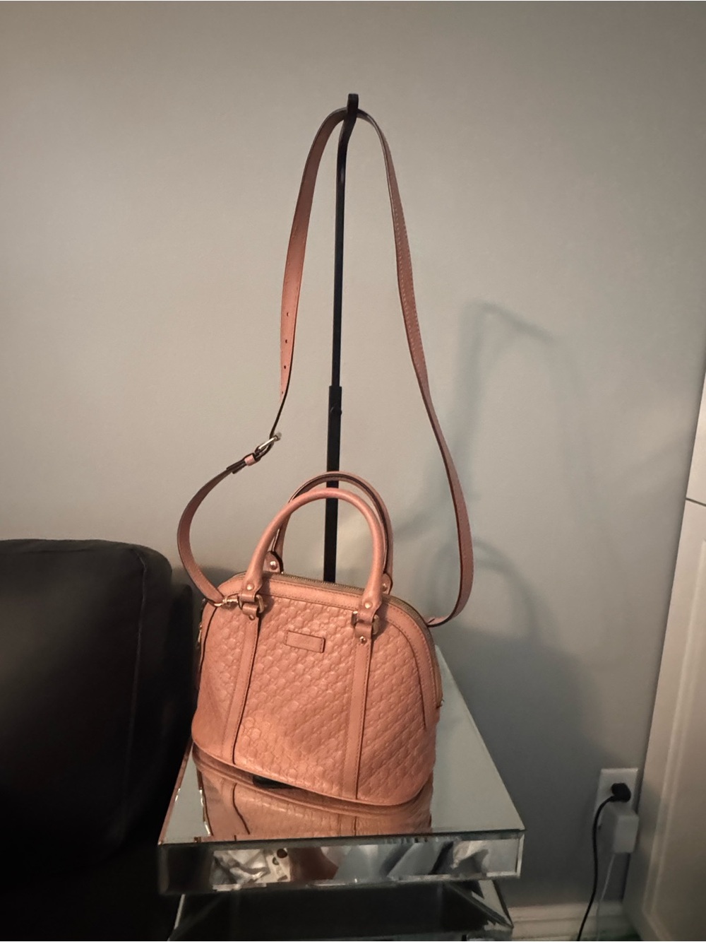 Gucci Pink Quilted Dome Satchel with Crossbody Strap